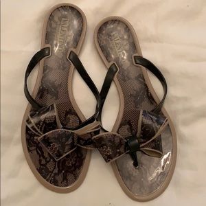 Valentino jelly face print flip flops